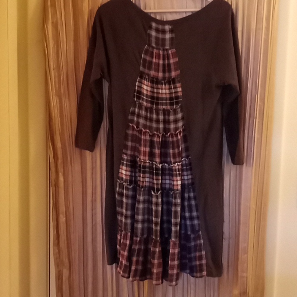 Altar'd State Plaid Tiered Back Dress